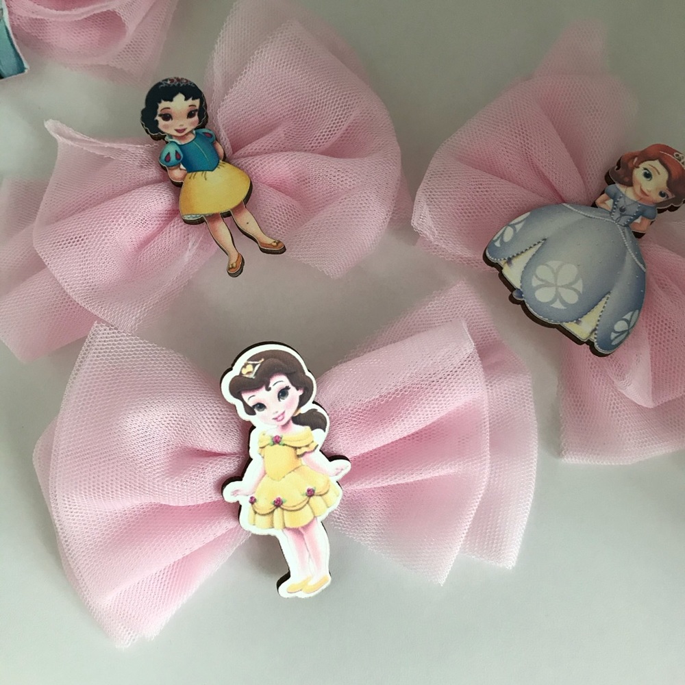Princess Frozen Elsa Belle Cute Pink Hair Clips - Picture 5 of 7